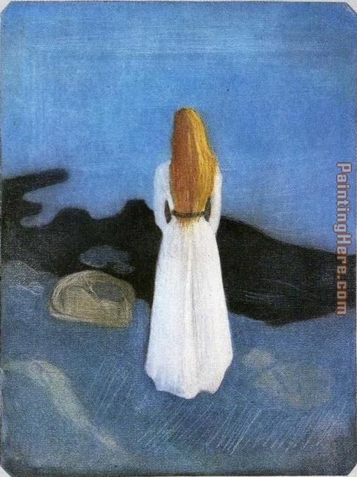 Girl on the Beach painting - Edvard Munch Girl on the Beach art painting